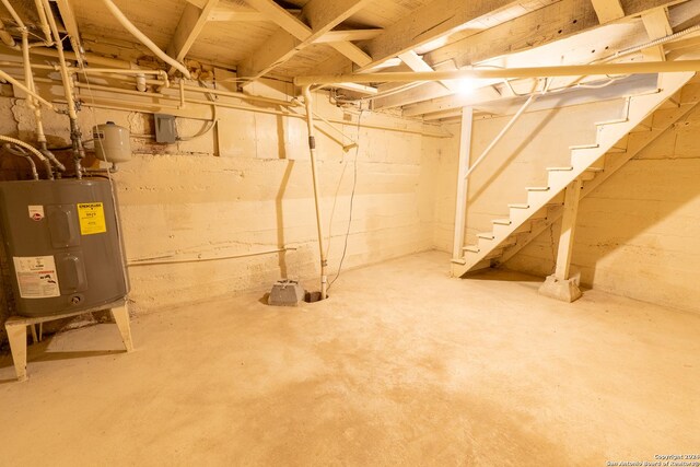 basement with water heater