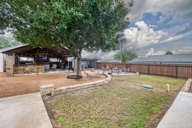 view of yard featuring a patio and a gazebo