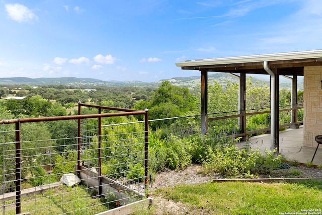 view of yard with a mountain view