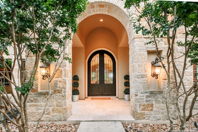 doorway to property with french doors