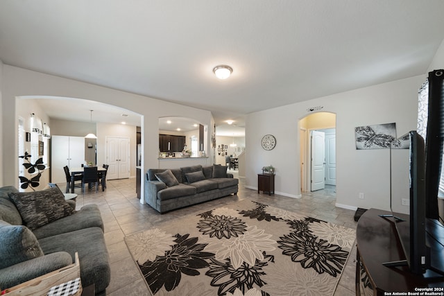 view of tiled living room