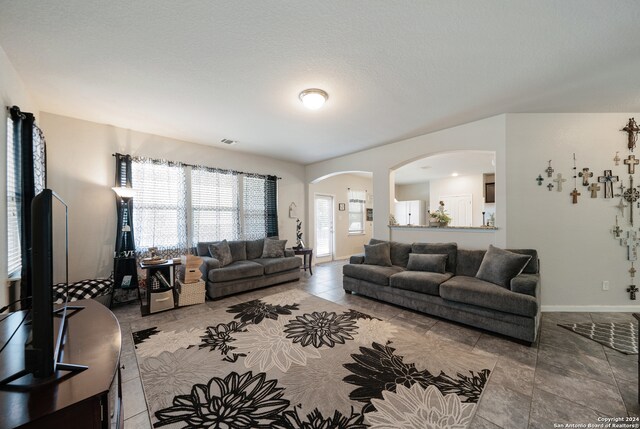 view of tiled living room