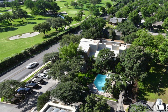 drone / aerial view featuring golf course view