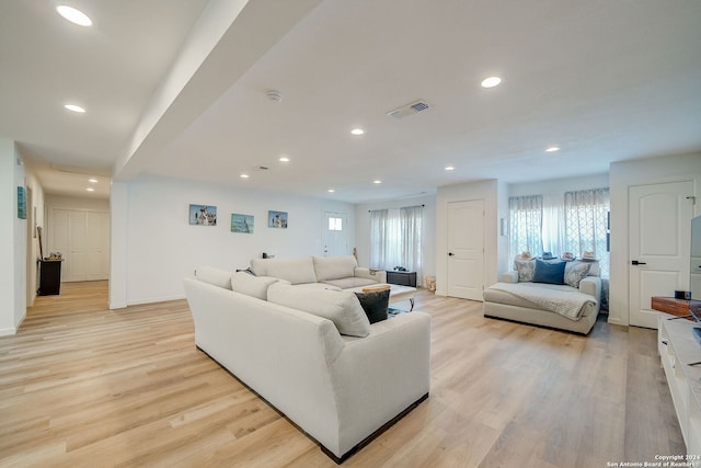 living room featuring light hardwood / wood-style flooring