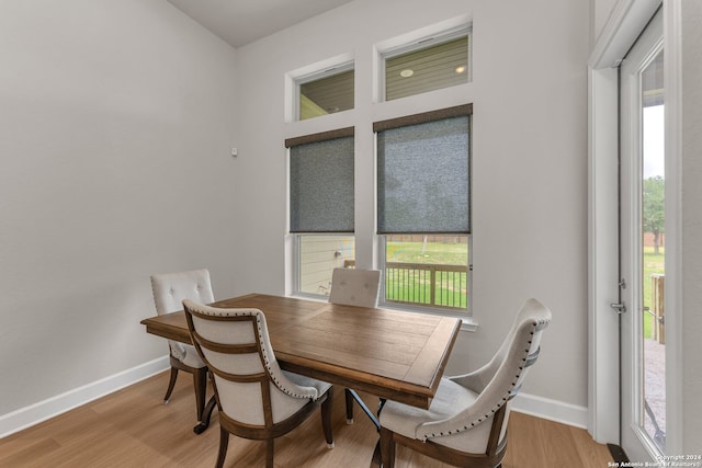 dining space featuring hardwood / wood-style floors