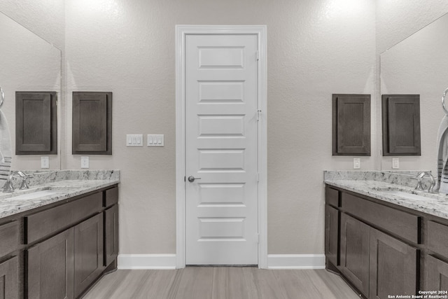 bathroom featuring wood-type flooring and vanity