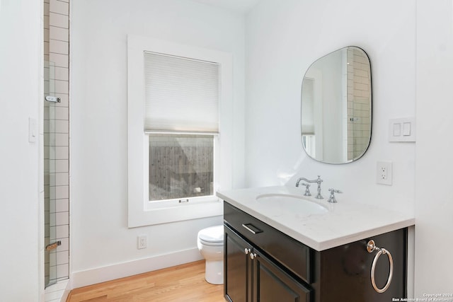 bathroom with vanity, hardwood / wood-style flooring, and toilet