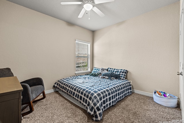 bedroom with carpet and ceiling fan