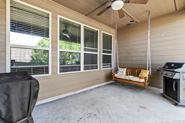 view of patio / terrace with grilling area and ceiling fan