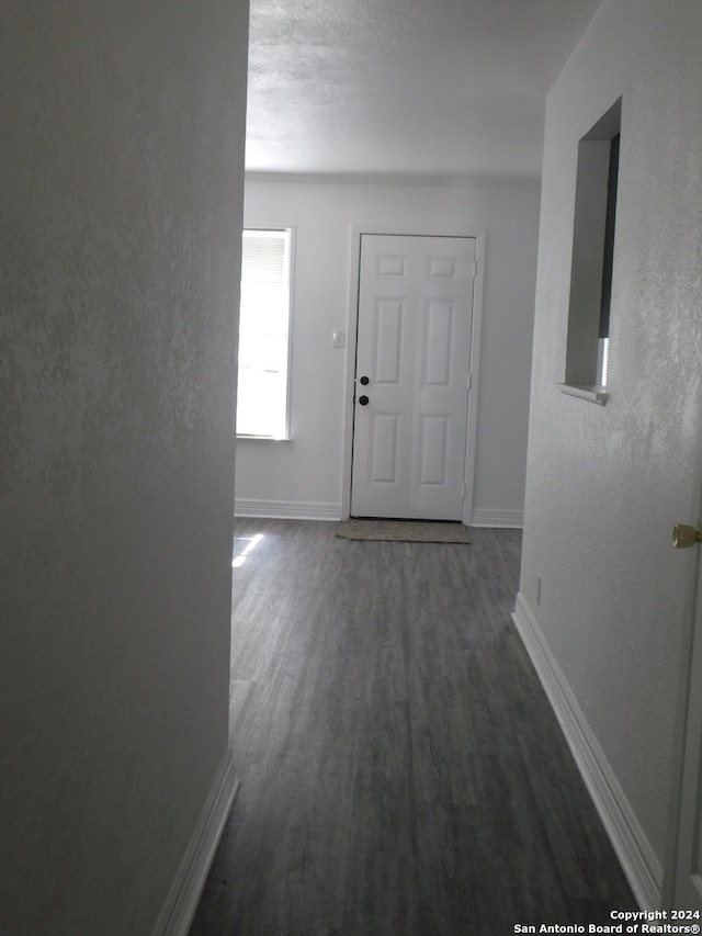 corridor featuring dark hardwood / wood-style floors