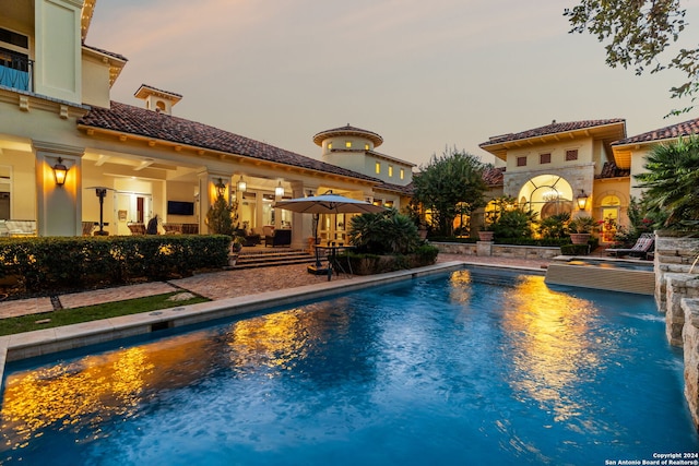 136 S Tower Hl, Country Village, TX 78232 - view of swimming pool featuring a patio and a pool with connected hot tub