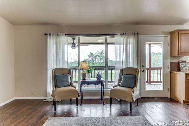 sitting room featuring dark hardwood / wood-style flooring