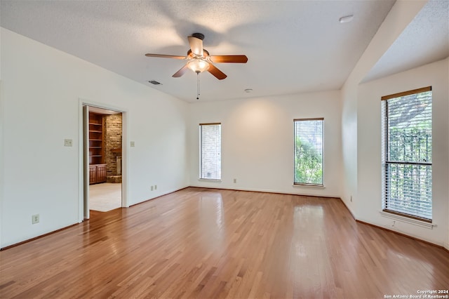 spare room featuring light wood-type flooring and plenty of natural light