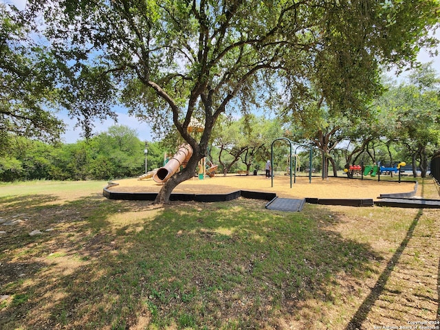 view of yard with a playground