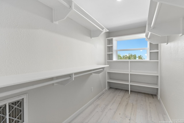 spacious closet featuring light wood-type flooring