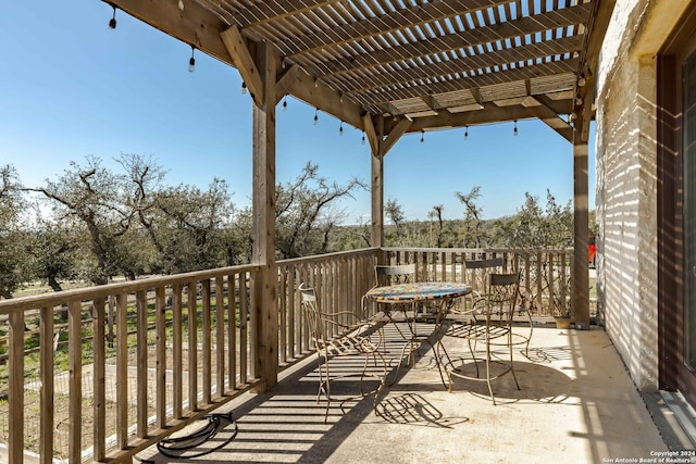 balcony with a pergola