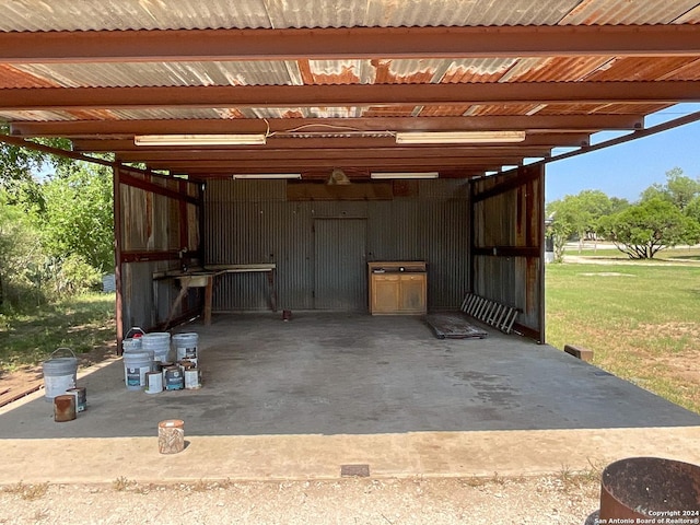 view of patio with an outdoor structure