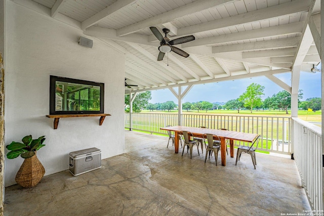 view of patio / terrace with outdoor dining space and a ceiling fan