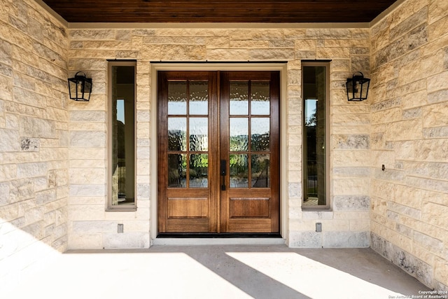 property entrance with french doors