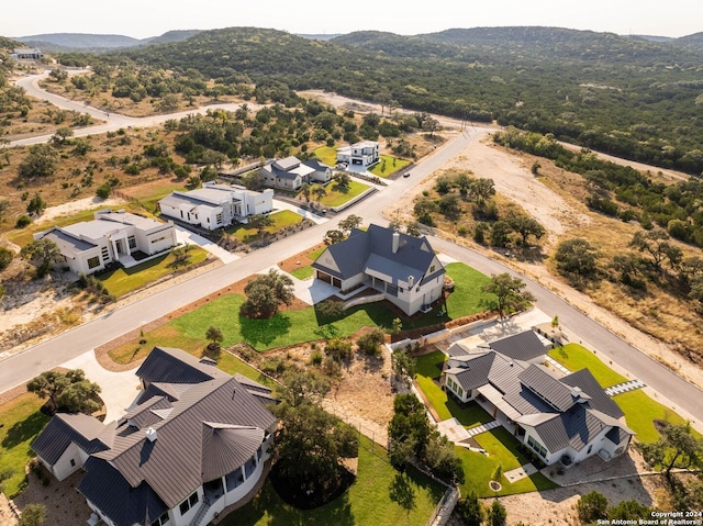 drone / aerial view with a mountain view