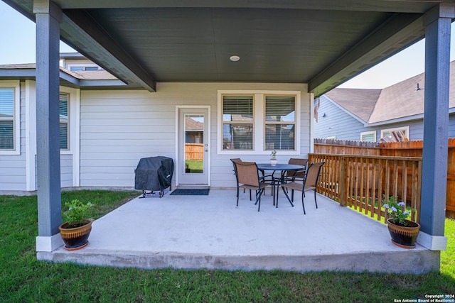 view of patio / terrace featuring a grill