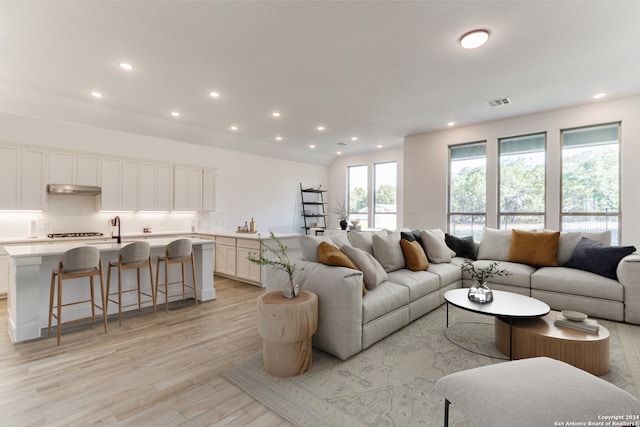 living room featuring light hardwood / wood-style floors