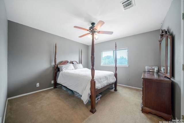 bedroom with carpet and ceiling fan