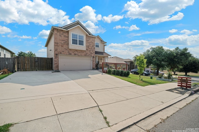 view of property featuring a garage