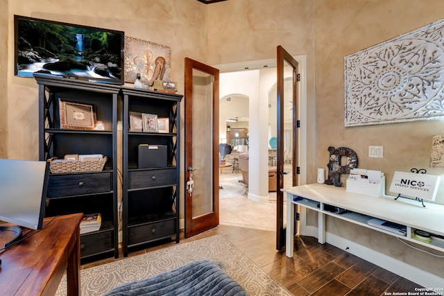 home office with french doors