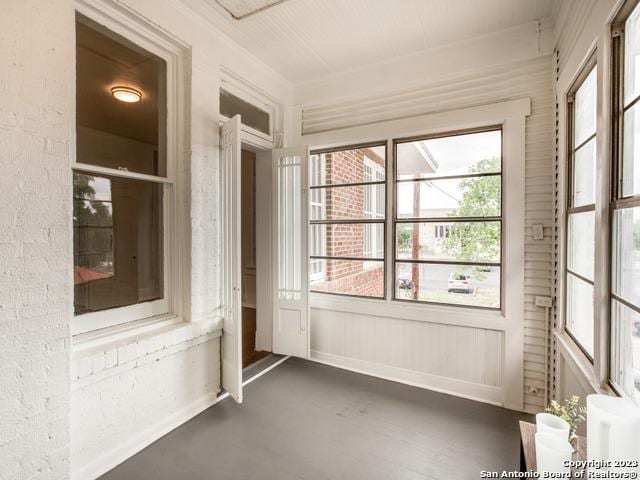 view of unfurnished sunroom