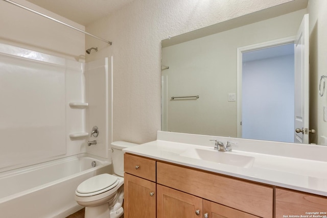 full bathroom featuring vanity, toilet, and tub / shower combination