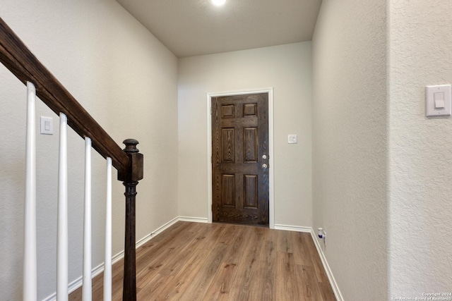 foyer entrance featuring light wood-type flooring