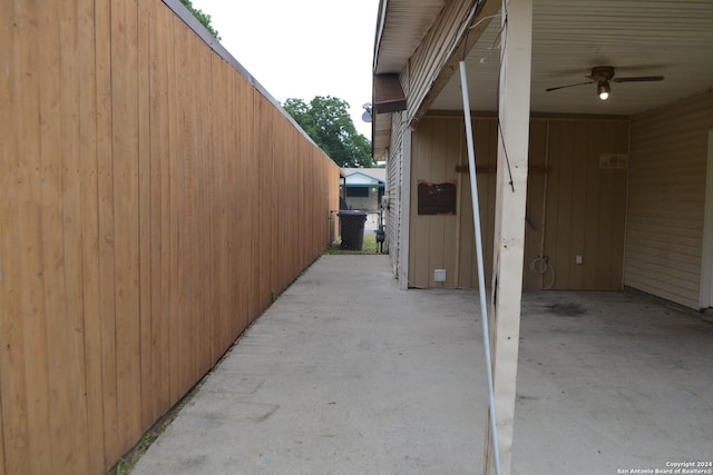 view of patio / terrace featuring ceiling fan