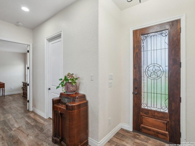 7803 US Highway 181, Falls City, TX 78113 - foyer entrance with wood finished floors and baseboards