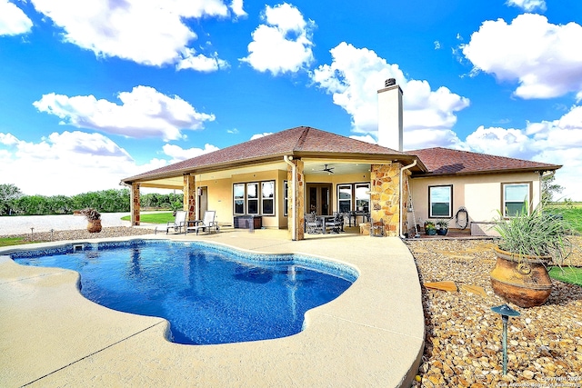 7803 US Highway 181, Falls City, TX 78113 - outdoor pool with a patio area and ceiling fan