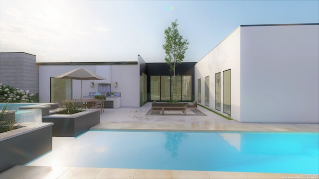 view of swimming pool with a patio and a jacuzzi