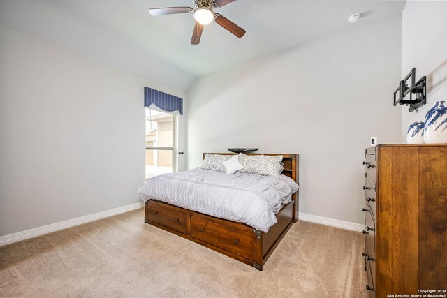 bedroom featuring carpet and ceiling fan