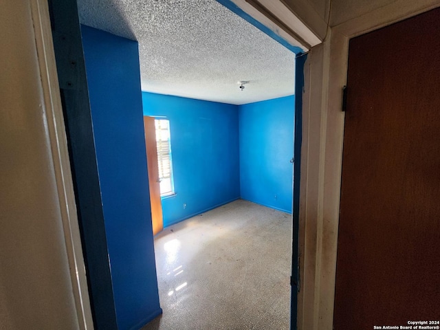 empty room featuring carpet floors and a textured ceiling