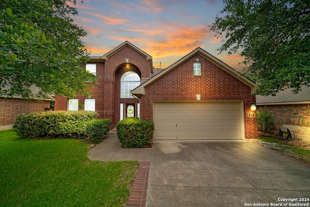 view of property with a garage