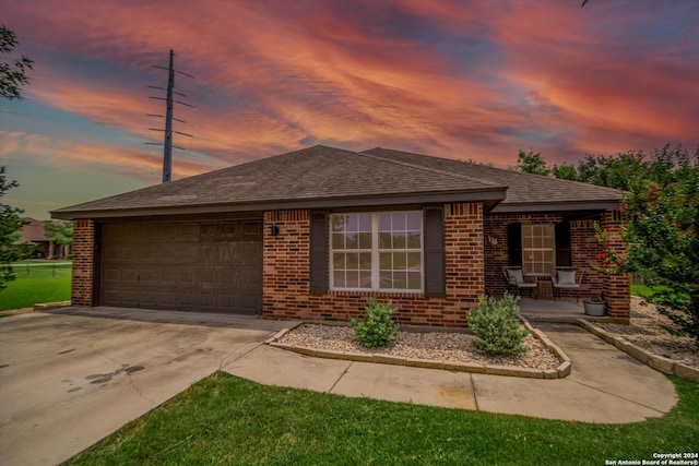 view of front of home with a garage