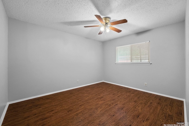 empty room featuring hardwood / wood-style floors, a textured ceiling, and ceiling fan