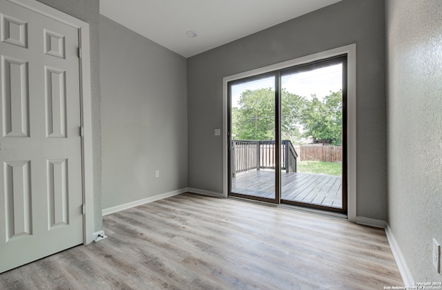 spare room with a wealth of natural light and light hardwood / wood-style flooring