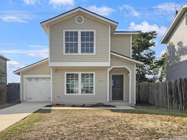 view of front property with a garage