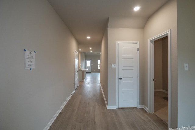 hall featuring light hardwood / wood-style flooring