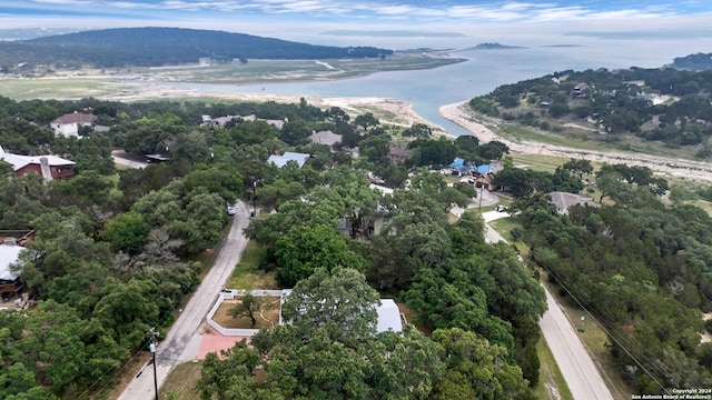 aerial view with a water and mountain view