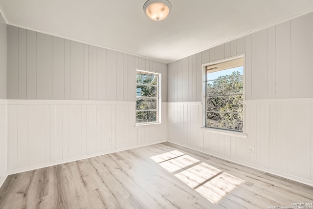 spare room with light hardwood / wood-style floors