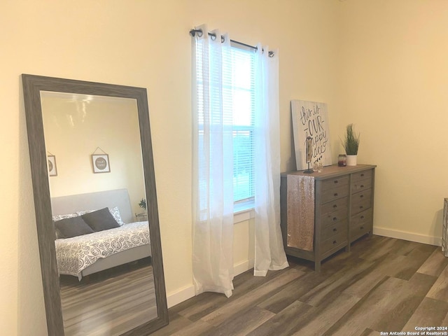 interior space with dark hardwood / wood-style flooring