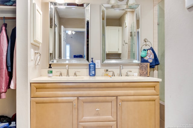 bathroom with a sink and double vanity