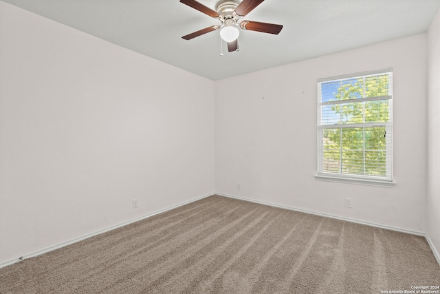 spare room with ceiling fan and carpet floors