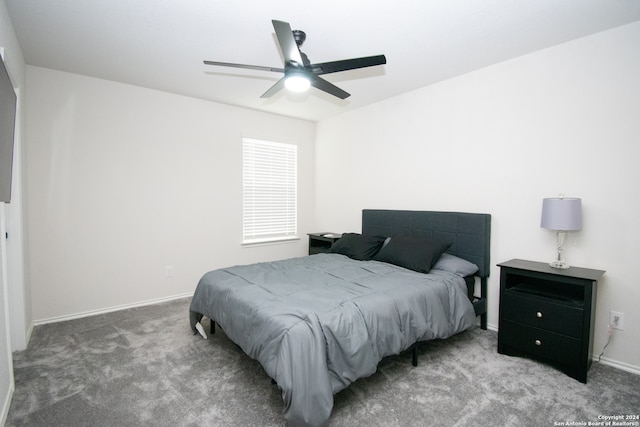 bedroom with carpet and ceiling fan